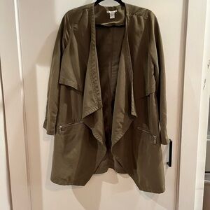 Bar III Olive Utility Drape Jacket with Zip Pockets